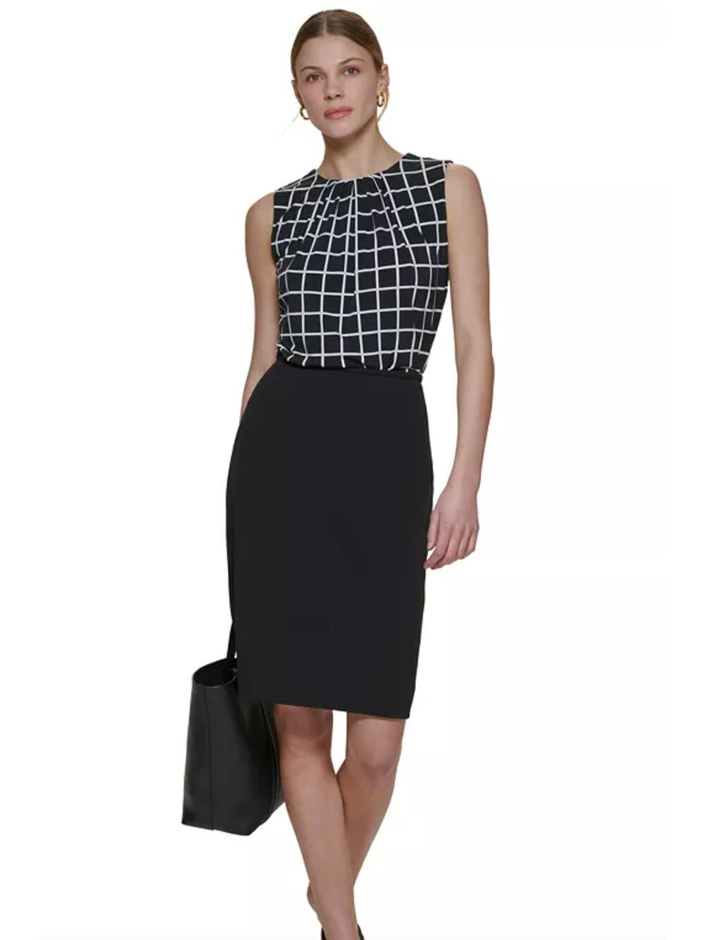 Calvin Klein Black Textured Pencil Skirt Size 4